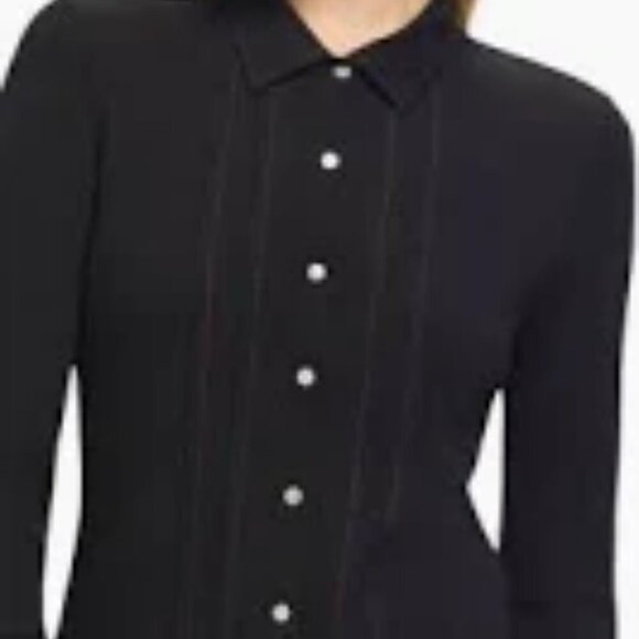 Goldie Lewinter Running Stitch Black Button Down Cotton Shirt size L - Picture 1 of 5